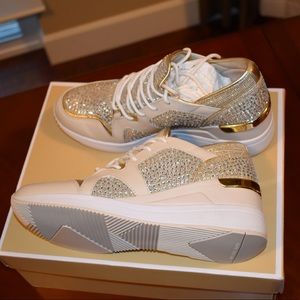 michael michael kors liv glitter and rhinestone trainers